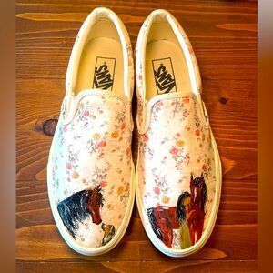 custom floral horse painted vans